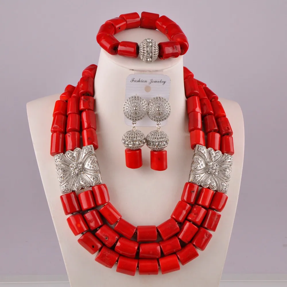 

Модные африканские свадебные коралловые бусины, нигерийские красные коралловые ювелирные изделия, набор