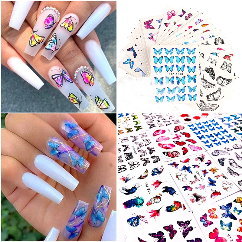 

Self Adhesive Nail Art Stickers 3D Butterflies Flower Designs Fashion Nail Art Decorations Decals Stickers Manicure Accessories