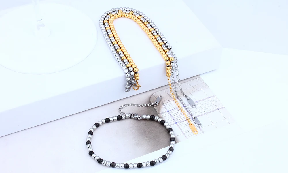 Браслет из нержавеющей стали с бусинами и шармами для женщин мужчин|Цепочки