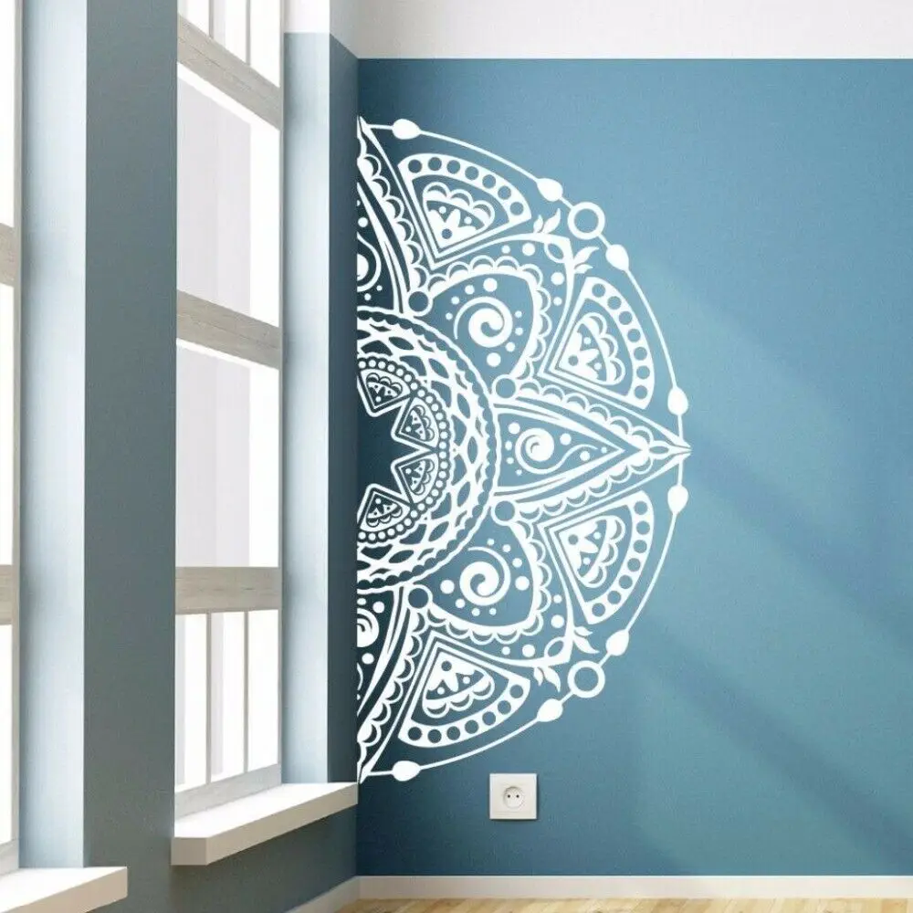 

Half Mandala Flower Magic Matrix decor Wall Sticker Meditation Yoga Wall Art viny Decal removable Bedroom Home Decoration Z207