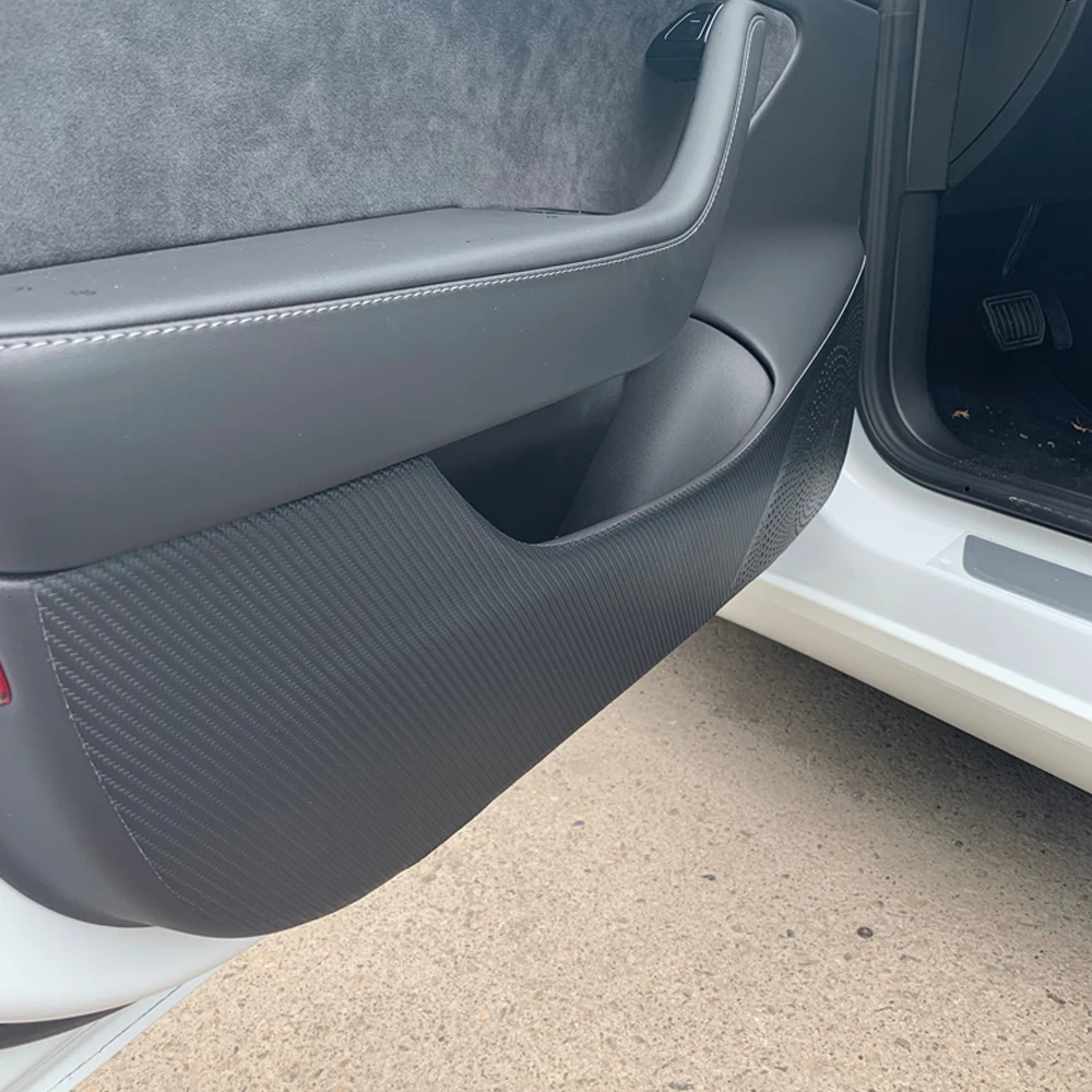 

Car anti-kick cover for Tesla Model 3 auto interior door protect mat anti-dirty pad Against scratches carbon fiber trim sticker