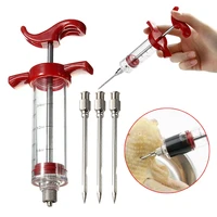 food grade pp stainless steel needles spice syringe set bbq meat flavor injector kitchen sauce marinade syringe accessory