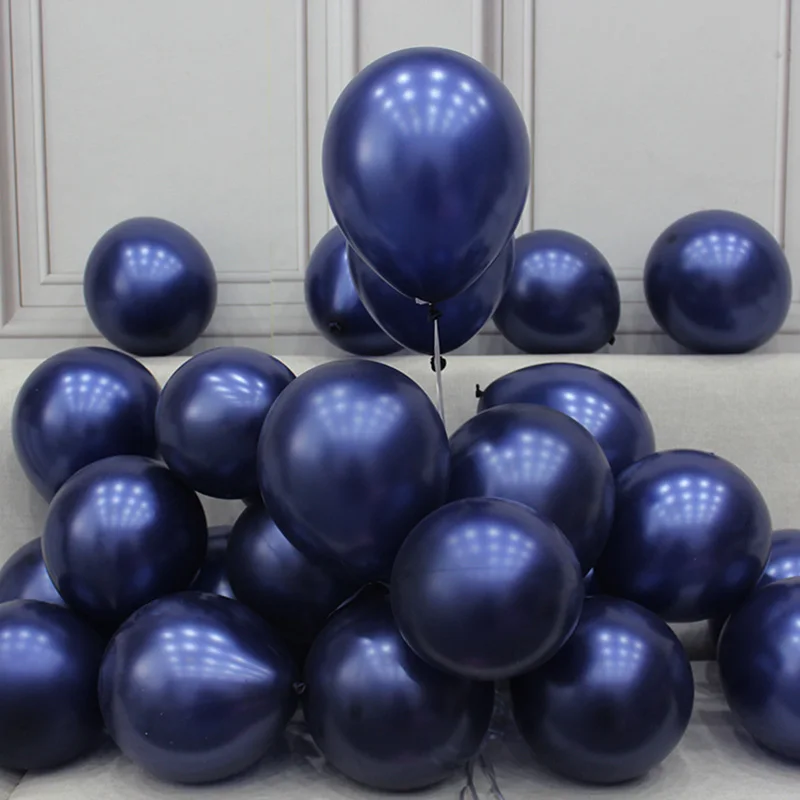 

20pcs Metal Gold Silver Balloons Ink Blue Latex Balloon Wedding Birthday Party Decoration Festival Celebration Supplies Air Ball