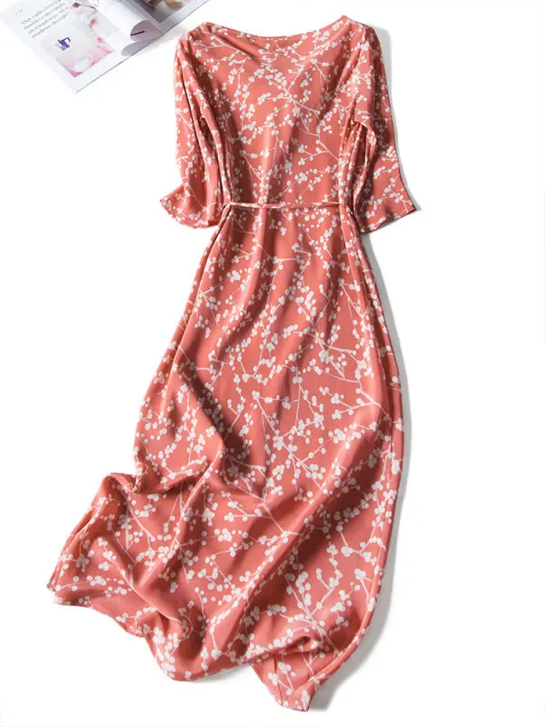 Женское летнее винтажное платье из 100% натурального шелка элегантные длинные