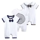 Лидер продаж, Детский комбинезон для маленьких детей, вязаная одежда из 100% хлопка с короткими рукавами для новорожденных, летняя цельная Одежда для маленьких мальчиков 3-18 месяцев