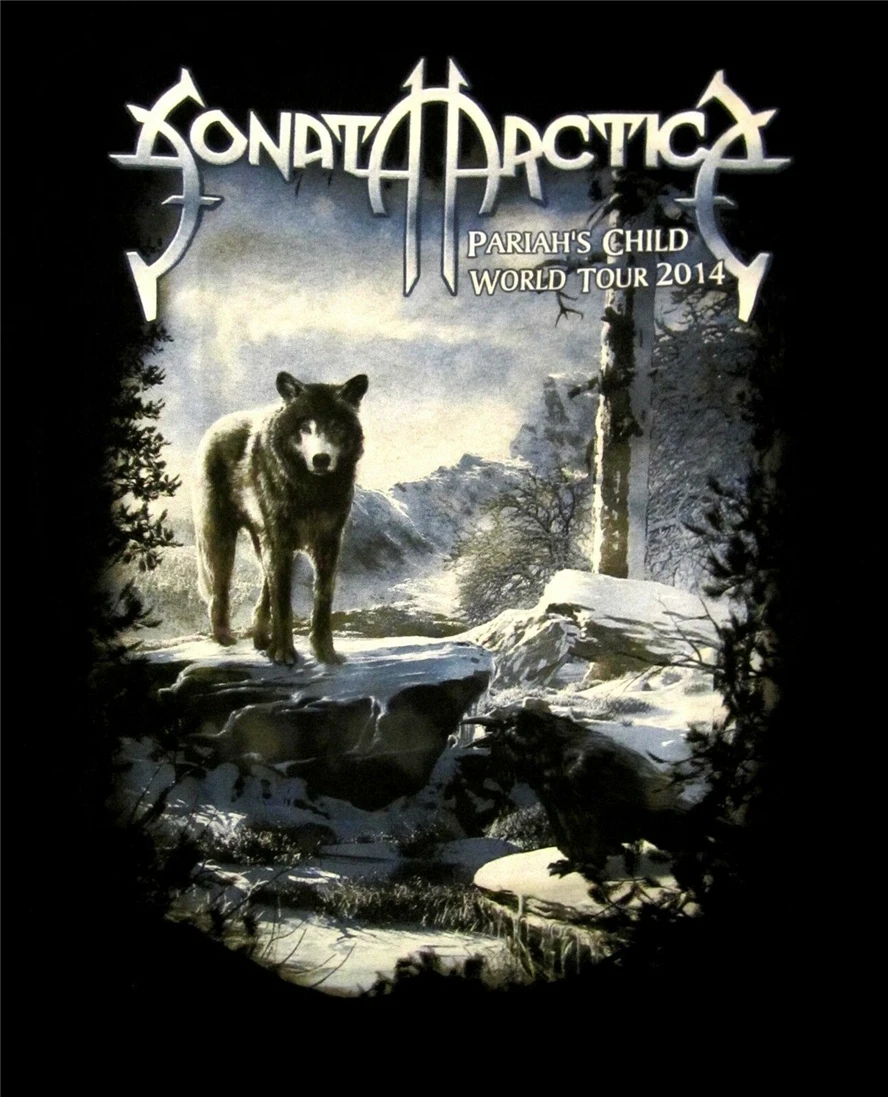 Sonata Arctica Cd Cvr Pariah'S Child World Tour 2014 рубашка Xxl 2X футболка для фитнеса|Мужские футболки|