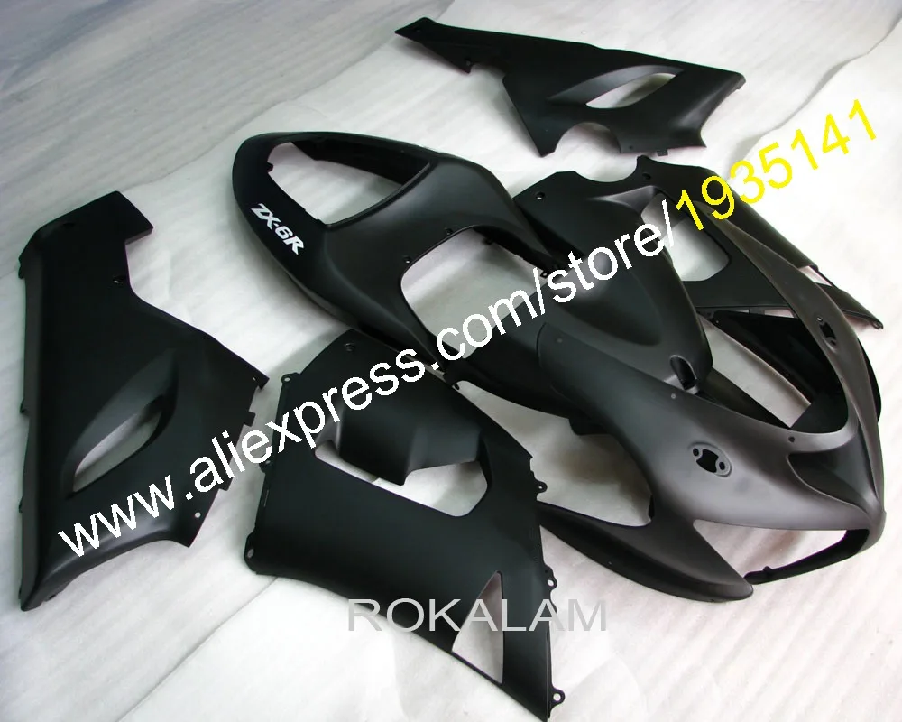 

Обтекатель для Kawasaki ZX 6R Ninja 2005 2006 Φ 636 полностью черные пластиковые коврики ZX6R 05 06 ZX636 (литьё под давлением)