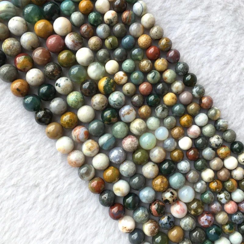 2 нити Натуральная Подлинная разноцветная зеленая желтая белая океанская яшма