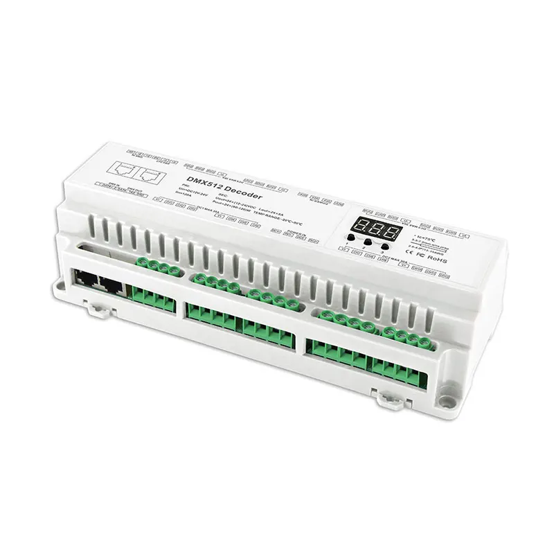DIN-рейка высокой мощности DMX512 декодер постоянного напряжения BC-624-DIN 24CH постоянное