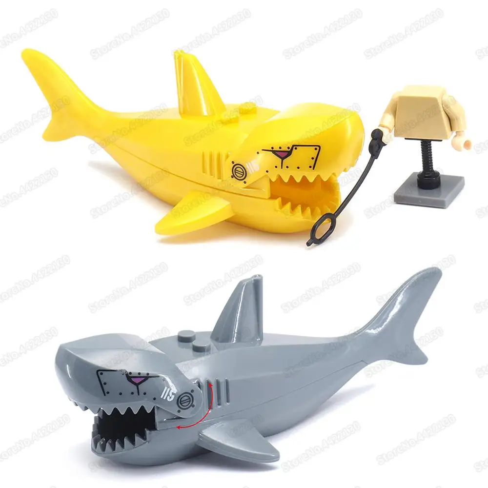 Mechanical Gold Shark Building Block Deep Sea Diving Figures Equipment Military Technology World Model Child Christmas Gift Toys | Игрушки и