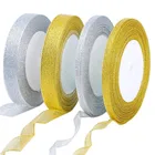 ЗолотаяСеребряная лента Шелковый Атласный органза, 0,6-5 см, блестящие вышитые ленты с луком для свадебного торта, подарков, украшения, товары для рукоделия