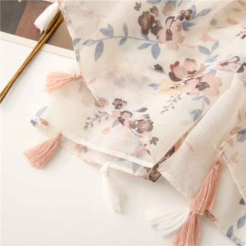 2021 Женская Осенняя мода винтажная Цветочная кисточка модель из пашмины с