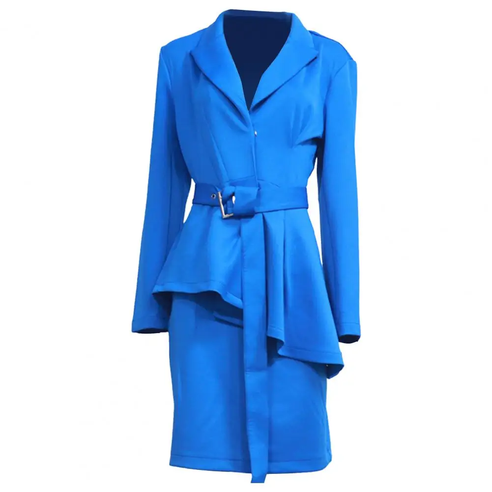 Suit Coat Skirt Turndown Collar Female Irregular Bottom Lace-up Blazer Skirt Suit Jacket Skirt Women Blazer Skirt 1 Set