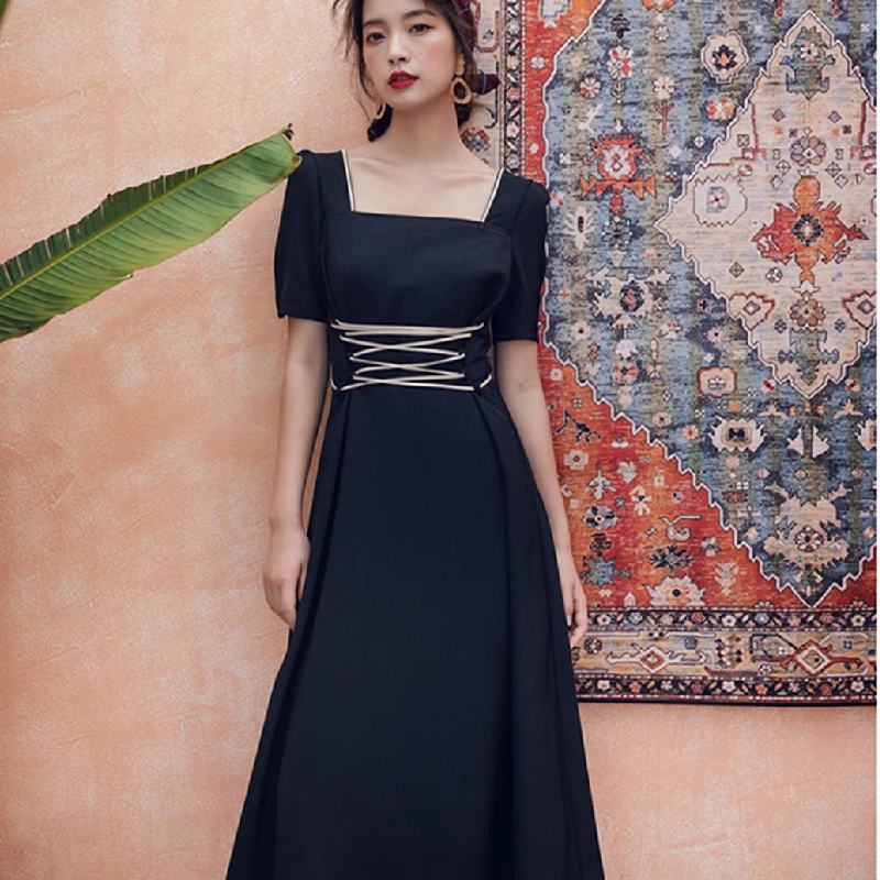 

Slim Casual Party Night Vacation New Arrivals 4 Colors Women Long Vintage Dress Summer 2021 Runway Retro Elegant Korean Dresses