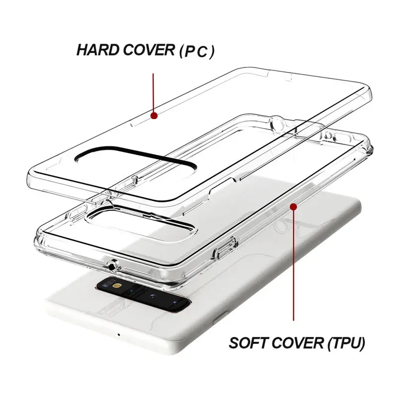 

Transparent Case For Samsung Galaxy S10 Shockproof Cover For Samsung S10E S10 Plus S10 Lite TPU Silicon + Hard PC Phone Cases