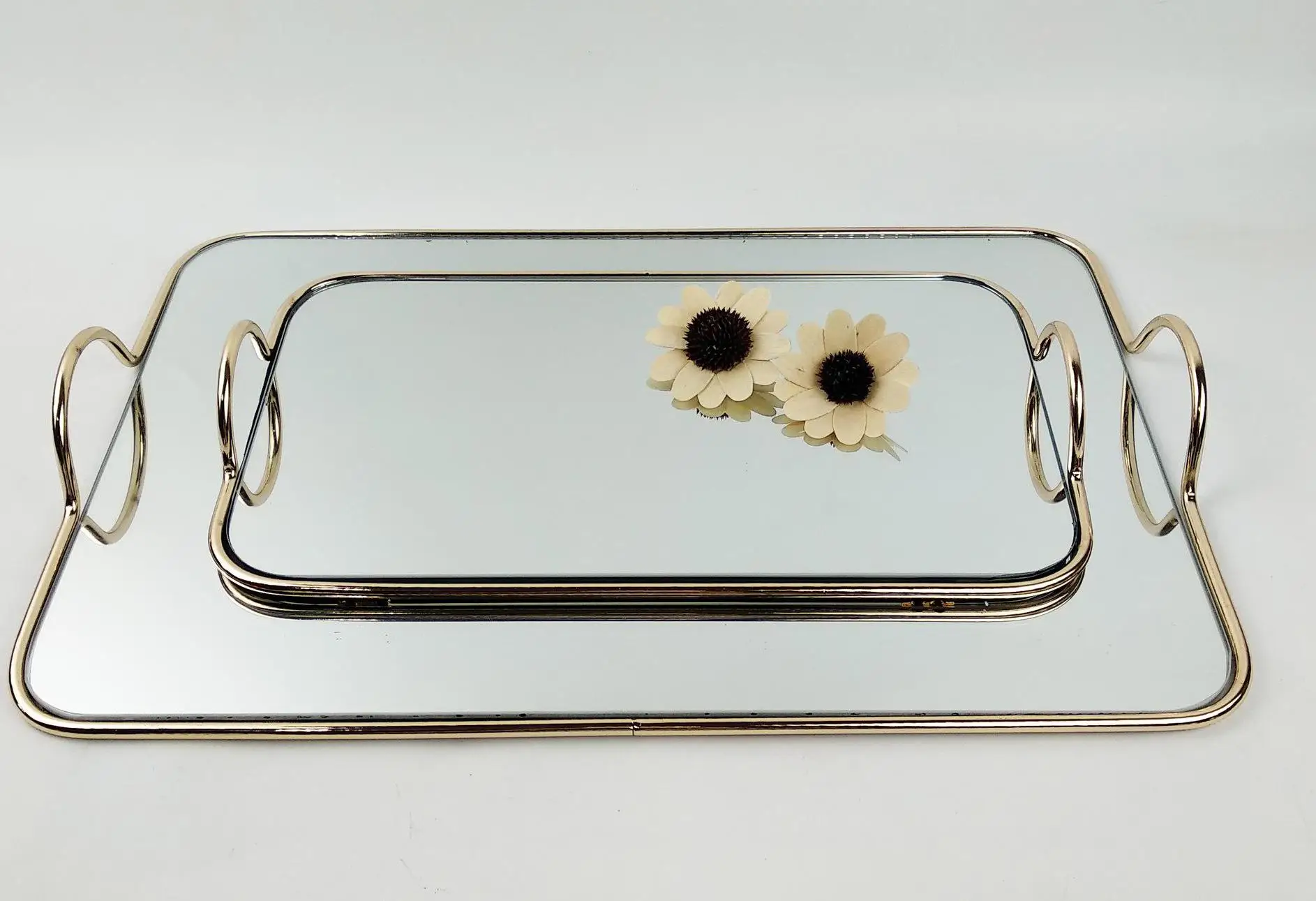 Прямоугольный зеркальный поднос подсвечник Дисплей лоток напиток Чай