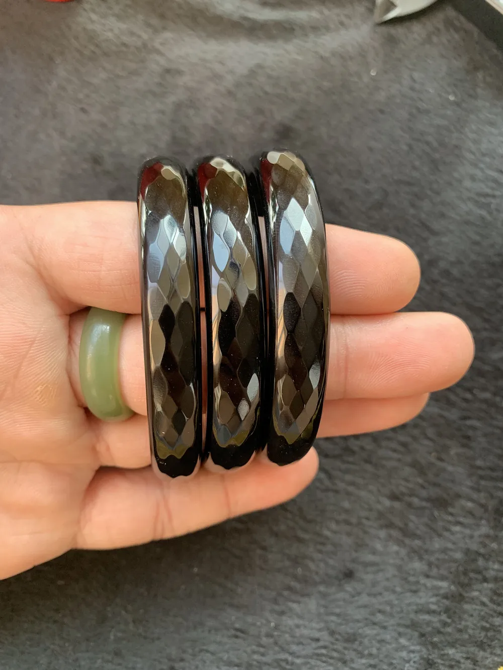 

Natural jade black agate jade bracelet diamond-shaped anti bright black jade Chinese couples gift anniversary