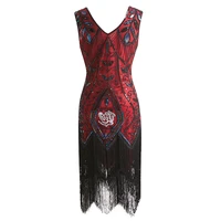 2022 1920s medieval vintage great gatsby art deco double dress sequins dress v neck tassels bodycon beaded party flapper dresses