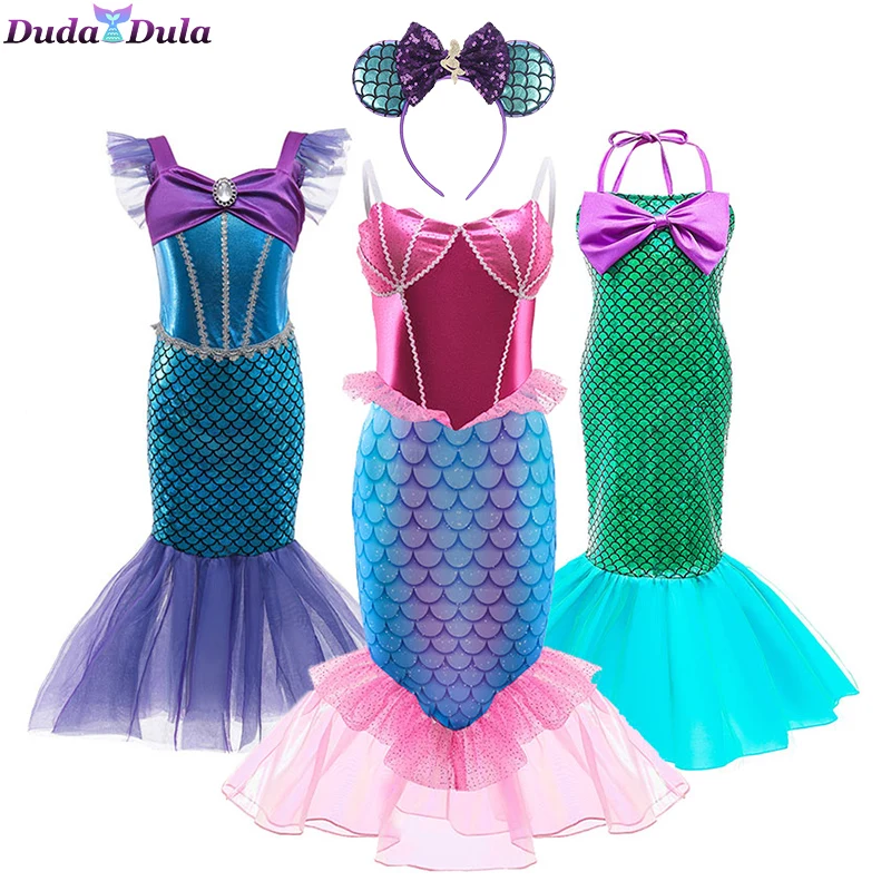 

Mermaid Cosplay Costume for girls make up party clothing kids halloween princess ariel dress up outfit children's Mermaid Dress