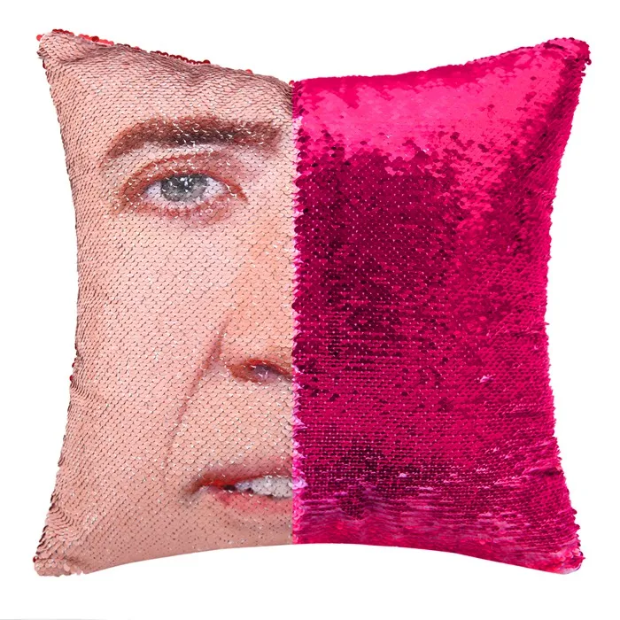 hot pink Магический чехол для подушки Nicolas Cage с блестками, супер Сияющий двусторонний чехол для подушки, меняющий цвет, 40x40 см, украшение для дома и автомобиля - Цвет: hot pink
