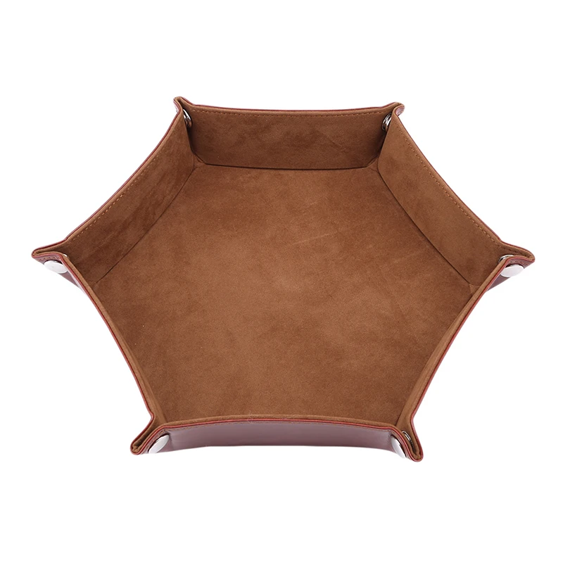 

High Quality Leather Folding Hexagon Dice Tray Purple Dice Box For RPG DnD Games Dice Storage Collapsible Phone Key Coin Storage
