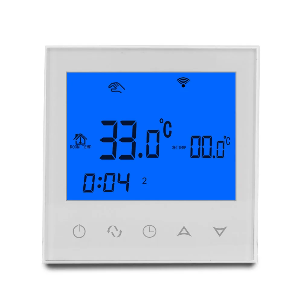 White blue backlight Tермостат для теплого пола Wi-Fi термостат для бойлера Подпольное Отопление термостаты умный нагревательный контроллер программируемый цифровой Комнатный термостат температура термореле газовый котел для газового котла - Цвет: White blue backlight