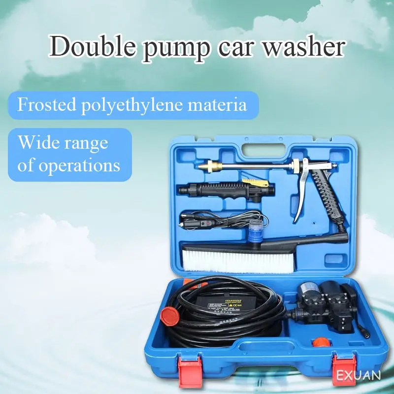 Купить Бытовая портативная автомобильная мойка с двойным насосом, ультра-высокое давление 220 В, мойка автомобиля, высокая мощность, водяной насос д...