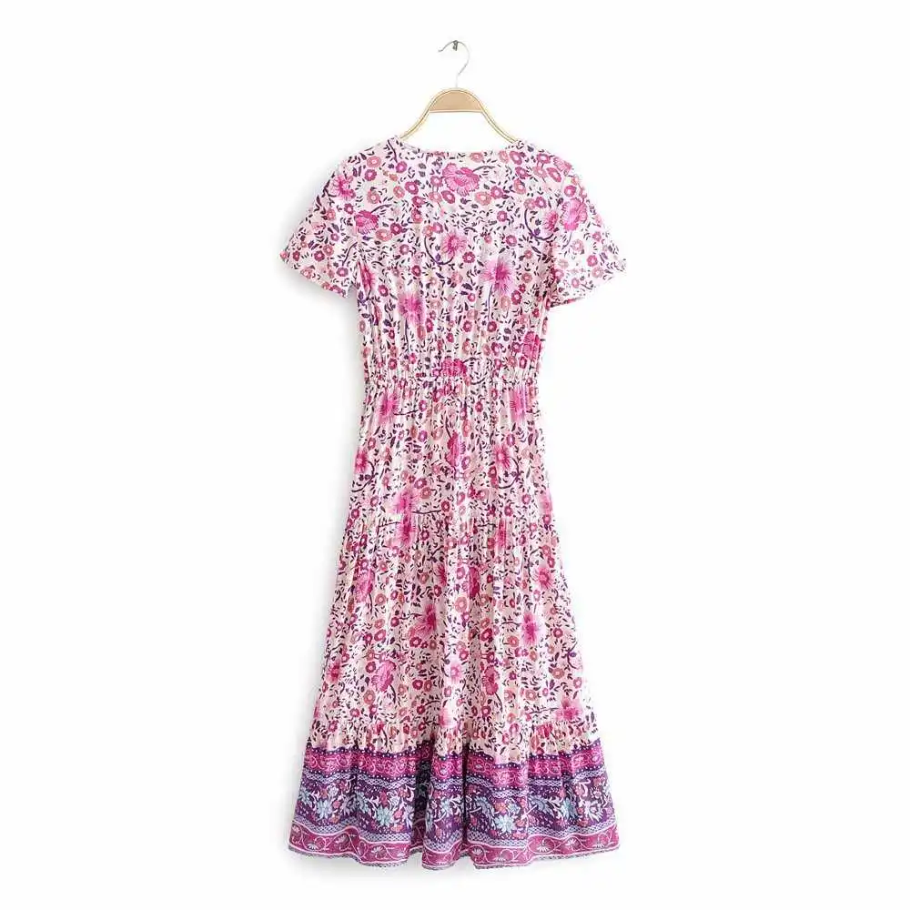 

New autumn women's dress with lotus sleeve Printed Dress