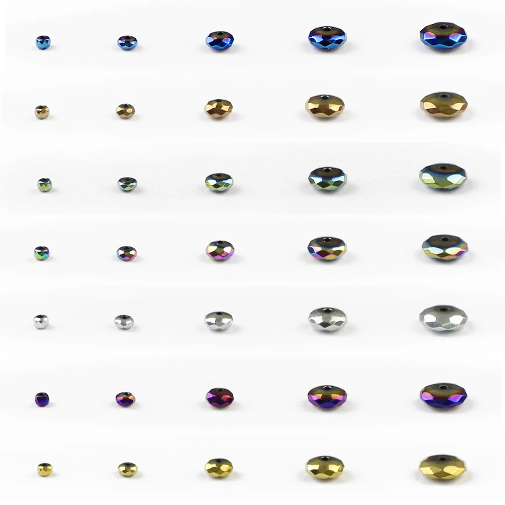 

RBFHYER 3/4/6/8/10MM Natural Hematite Stone Plating Color Flat Round Faceted Bead Ore Multiple Colour Loose Beads Jewelry Making