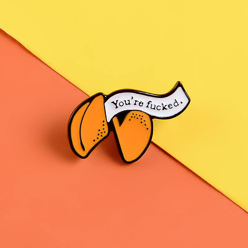Эмалированные Броши Fortune Cookie, цитата, забавная ненормальная лексика, английское слово, на булавке, Значки для пищевых продуктов, посылка, модные ювелирные изделия в стиле панк