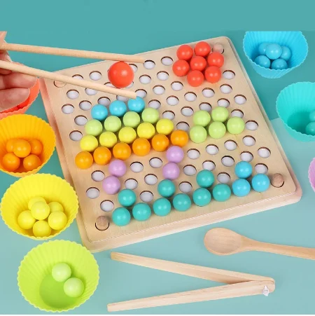 Деревянные Монтессори детские головоломки Tos Hands Brain Training Clip Beads Puzzle Board Math Game