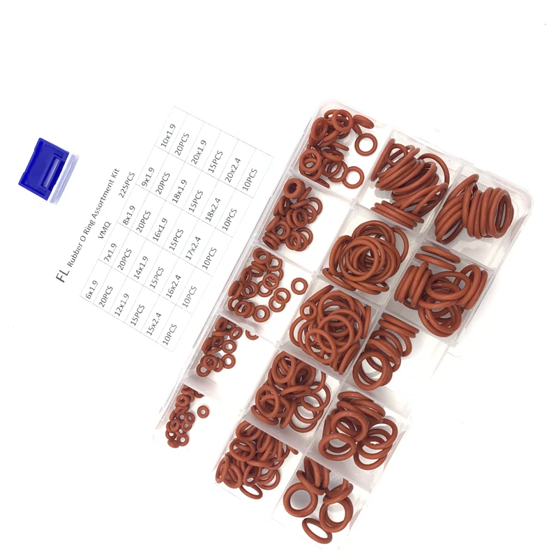 225 шт. уплотнительные кольца из Красного силикона VMQ силиконовая шайба резиновый