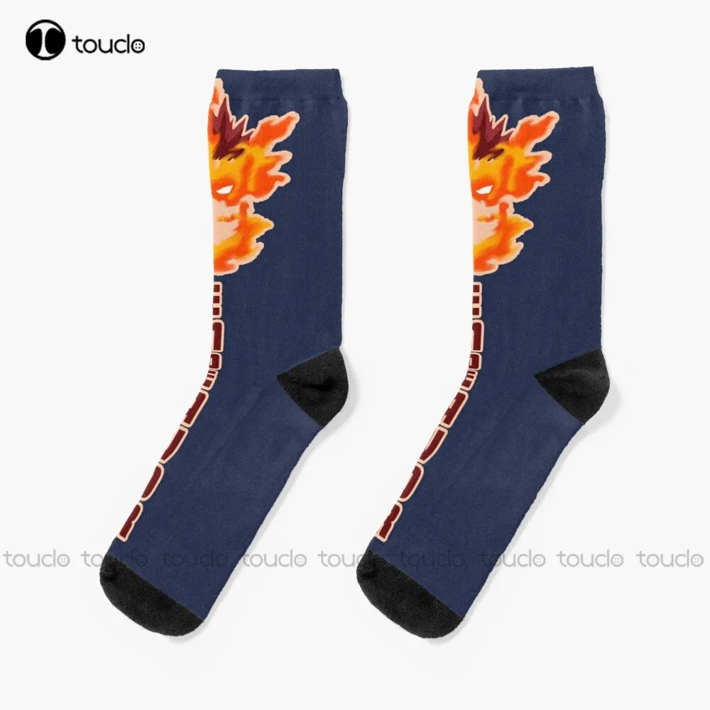 Носки Todoroki Enji в синем цвете (стрельба) красные футбольные носки молодежные