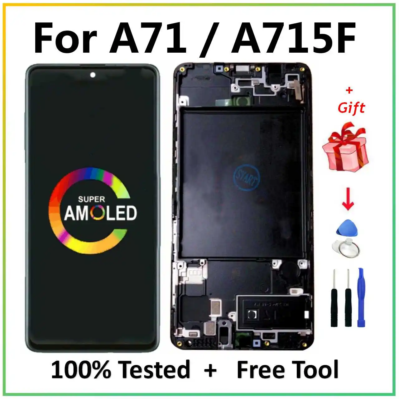 AMOLED Replacement Part for Samsung Galaxy A71 LCD Touch Digitizer Assembly A71 Display A715 A715F A715FD With Frame