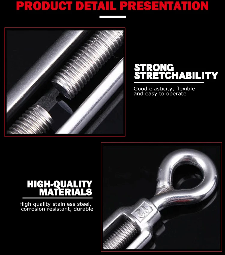 4 шт. M4/M5/M6/M8/M10/M12 крючок для крючков с застежкой из нержавеющей стали 316 регулируемая цепь Такелажный крюк вращается цепь натяжитель троса