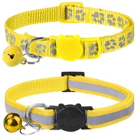 reflective cat collar with bell solid safe collars for cats nylon pet collar breakaway cat collar free shipping