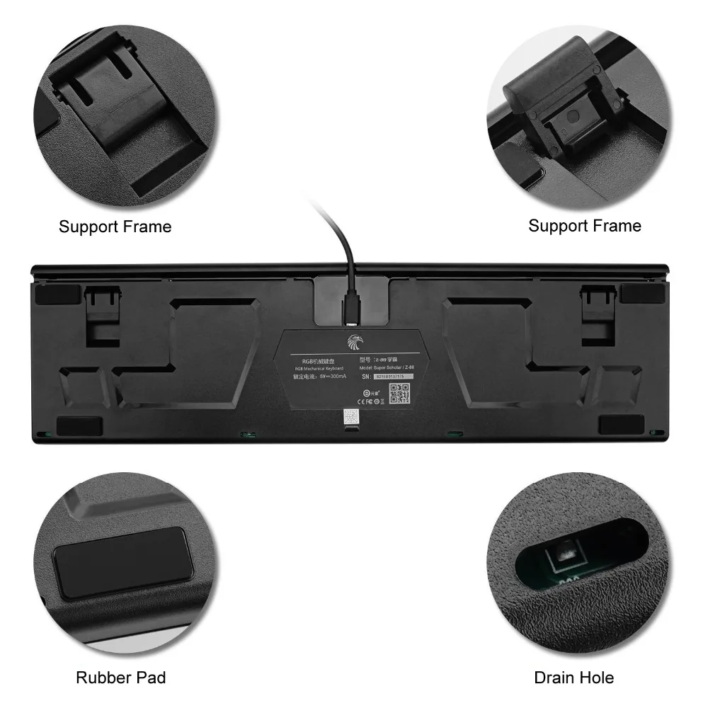 Механическая игровая клавиатура Z-88 RGB со светодиодный Ной подсветкой