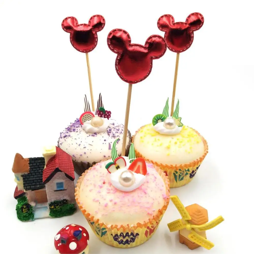 5pc Toothpick 24 шт. обертки+ топперы Минни Микки Маус дизайн цветная бумага кекс украшения торта вечерние принадлежности - Цвет: 5pc Toothpick