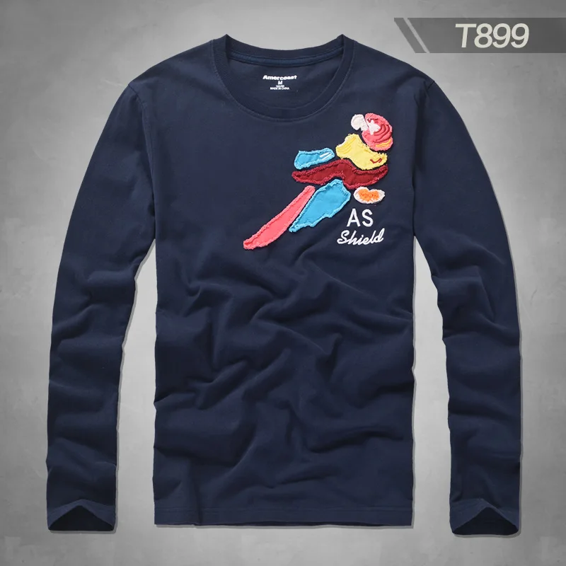 T899 Navy Blue Футболка с круглым воротником, футболка из чистого хлопка, спортивный костюм из чистого хлопка, повседневные мужские модные футболки, подарок на день отцов - Цвет: T899 Navy Blue