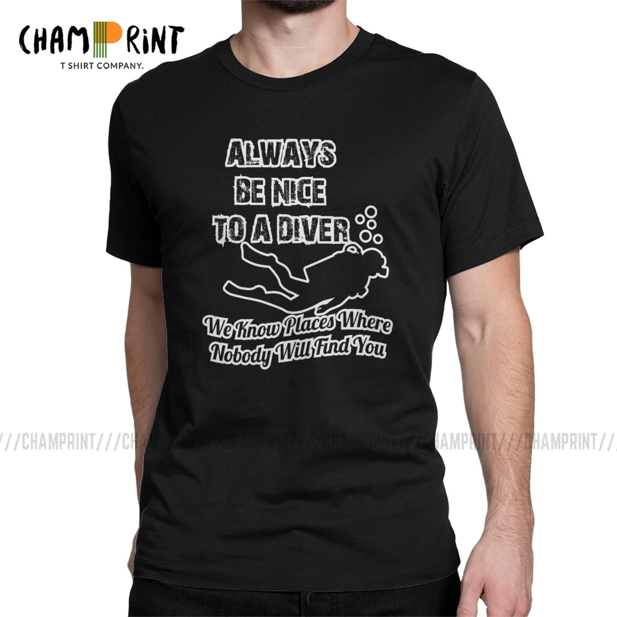 Мужская Винтажная футболка с круглым вырезом Always Be Nice To A Diver забавная Футболка