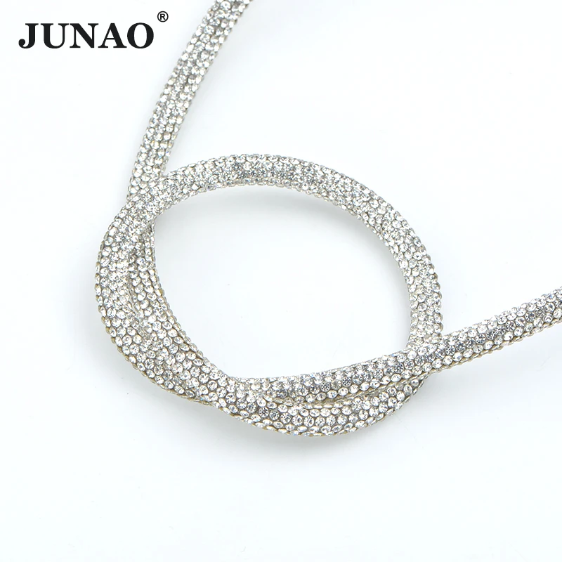 JUNAO 1 метр стеклянная Стразы цепочка из хрустального камня шнур бриллиантовая
