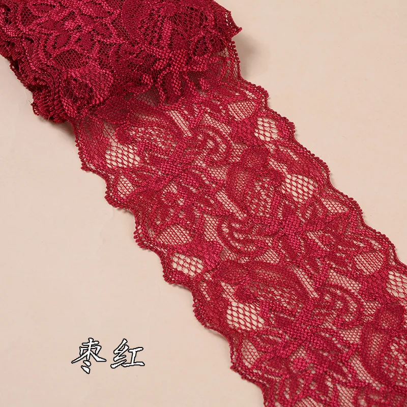 10 метров/партия 8 см эластичная кружевная ткань черный белый бежевый бордовый