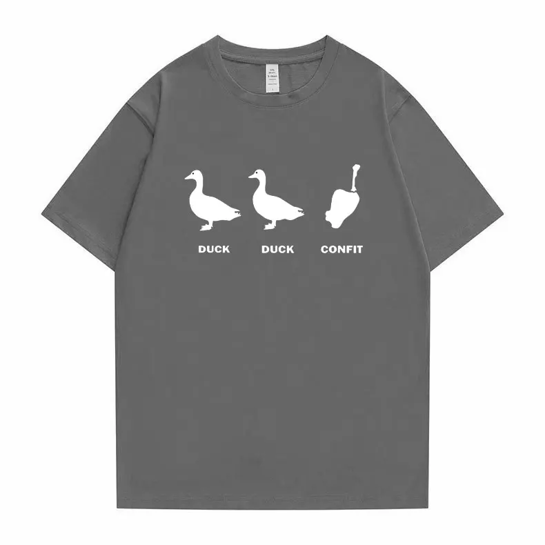 

Fashion Cute Duck Duck Confit Print Tshirt Men Women Daily Casual T Shirts Summer Black Vintage T-shirt Shrink-proof Cotton Tee