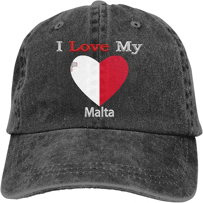 

Fashion Soft I Love My Flag Of Malta Heart Hat Gift Dad Hat Trucker Hat Cowboy Hat