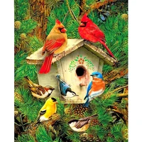 5d diy diamond painting bird house and pine tree embroidery cross stitch 5d home decor gifts creative mosaic kits hobby crafts