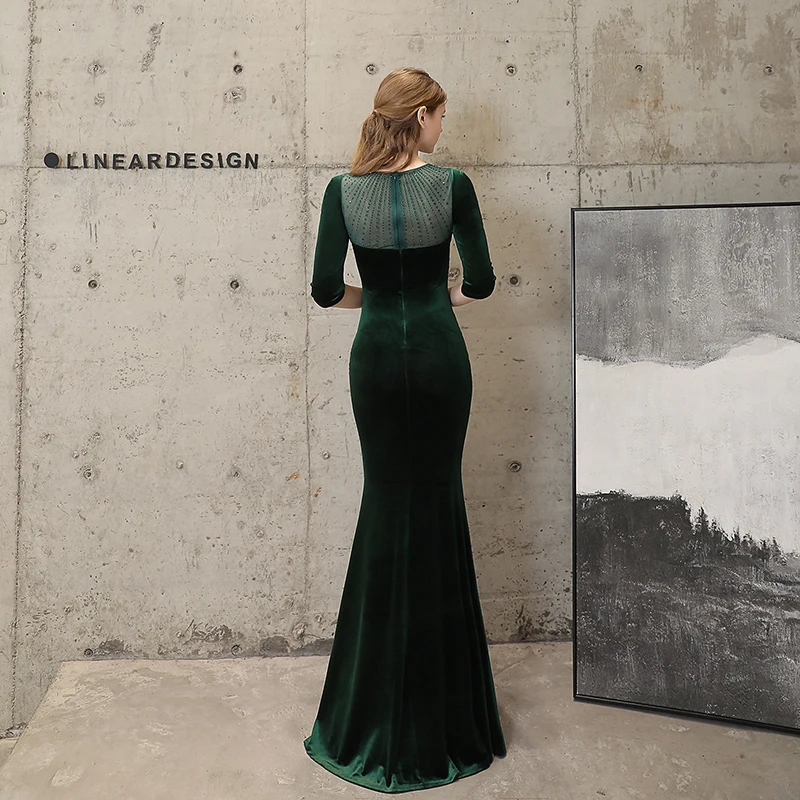 Luxury Evening Dresses Mesh backless Robe De Soiree Mermaid Dress Long Formal Elegant Mid Sleeve Cocktail Vestidos Gala | Свадьбы и