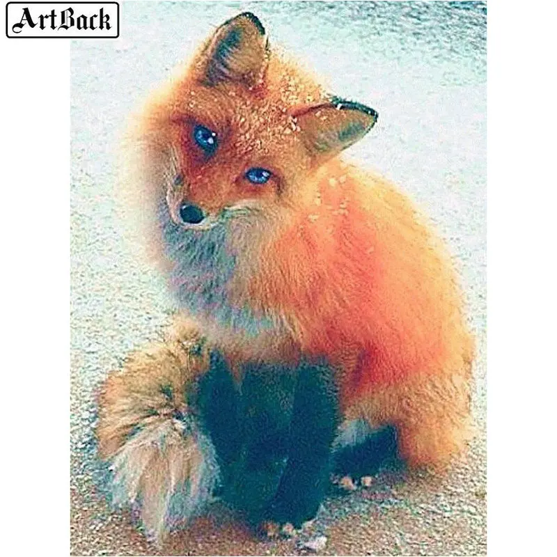5d diy алмазная живопись изображение лисы полностью квадратные зимние снежные