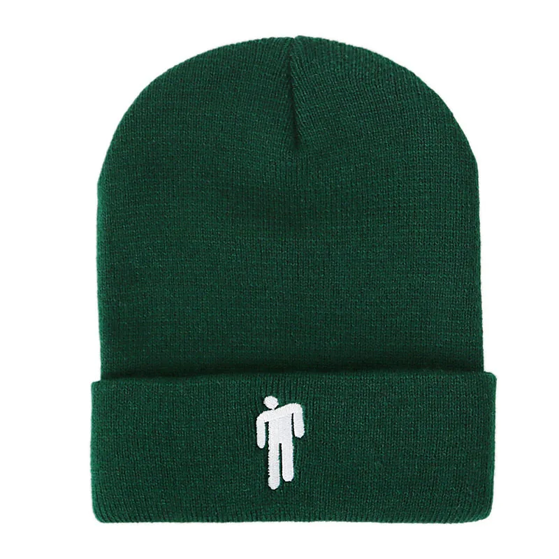 Dark Green Billie Eilish Beanie шапка для женщин и мужчин, вязаное, тёплое, зимнее, однотонное, хип-хоп, повседневное, с манжетами, широкий берет-Боб - Цвет: Dark Green