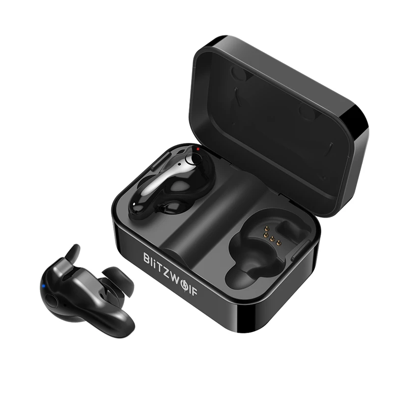 Blitzwolf bluetooth V5.0 TWS беспроводные наушники стерео наушники водонепроницаемый микрофон спортивные гарнитуры с зарядным устройством для телефона - Цвет: Black
