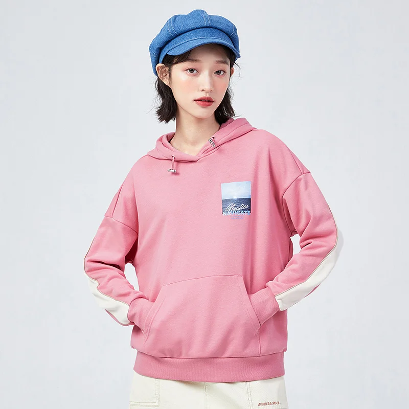 

SEMIR Sweatshirt Women 2021 Spring New Loose Hooded Design Hooded Hoodies Printing Contrast Color Stitching Trendy Tops Clothes